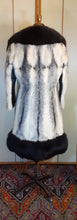 Load image into Gallery viewer, Vintage Mink Coat- 60s 70s Cross Mink Fox Fur Leather Jeweled Belt Black White Piano Key Russian Princess Beverly Hills Las Vegas New York