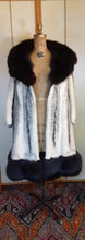 Load image into Gallery viewer, Vintage Mink Coat- 60s 70s Cross Mink Fox Fur Leather Jeweled Belt Black White Piano Key Russian Princess Beverly Hills Las Vegas New York