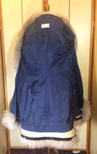 Load image into Gallery viewer, 70s Blue Suede Shearling Fit and Flare Penny Lane Almost Famous Hippy Chic Boho Coat S/M