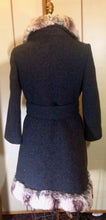 Load image into Gallery viewer, Lilli Ann Wool Grey Mod 60s Coat Fur Chinchilla Striped Trim Small Princess Fit, Flare