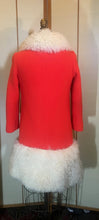 Load image into Gallery viewer, Orange Lilli Ann Curly Mongolian Lamb Coat Assymetrical Wool Bright Orange Small Mod 60s Coat Fall Holiday Winter