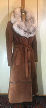 Load image into Gallery viewer, Suede and Fox Fur 70s Trench Coat Princess Boho Bohemian Princess Penny Lane Almost Famous S/M