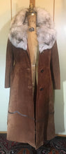 Load image into Gallery viewer, Suede and Fox Fur 70s Trench Coat Princess Boho Bohemian Princess Penny Lane Almost Famous S/M