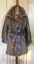 Load image into Gallery viewer, Vintage Coat-- 60s 70s Mink and Leather Coat S/M Mod Jackie Kennedy Mad Men