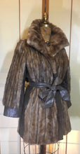 Load image into Gallery viewer, Vintage Coat-- 60s 70s Mink and Leather Coat S/M Mod Jackie Kennedy Mad Men