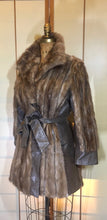 Load image into Gallery viewer, Vintage Coat-- 60s 70s Mink and Leather Coat S/M Mod Jackie Kennedy Mad Men