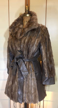 Load image into Gallery viewer, Vintage Coat-- 60s 70s Mink and Leather Coat S/M Mod Jackie Kennedy Mad Men
