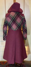 Load image into Gallery viewer, Vintage Coat- 70s Pink Plaid Hooded Princess Fit Flare Wool Coat Extra Small Extra Small Petite
