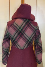 Load image into Gallery viewer, Vintage Coat- 70s Pink Plaid Hooded Princess Fit Flare Wool Coat Extra Small Extra Small Petite