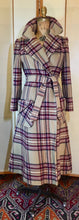 Load image into Gallery viewer, Vintage Coat- 70s Plaid &quot;Burberry&quot; Style Fox Fur Removable Collar Princess Coat Penny Lane Almost Famous Hippy Chic