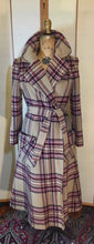 Load image into Gallery viewer, Vintage Coat- 70s Plaid &quot;Burberry&quot; Style Fox Fur Removable Collar Princess Coat Penny Lane Almost Famous Hippy Chic