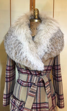 Load image into Gallery viewer, Vintage Coat- 70s Plaid &quot;Burberry&quot; Style Fox Fur Removable Collar Princess Coat Penny Lane Almost Famous Hippy Chic
