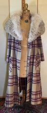 Load image into Gallery viewer, Vintage Coat- 70s Plaid &quot;Burberry&quot; Style Fox Fur Removable Collar Princess Coat Penny Lane Almost Famous Hippy Chic