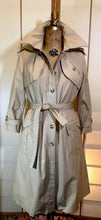 Load image into Gallery viewer, Hooded Canvas Trench Spy Coat Removable Hood and Plaid Lining, Couture Detail M Made in Poland 60s