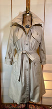 Load image into Gallery viewer, Hooded Canvas Trench Spy Coat Removable Hood and Plaid Lining, Couture Detail M Made in Poland 60s