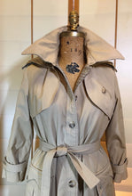 Load image into Gallery viewer, Hooded Canvas Trench Spy Coat Removable Hood and Plaid Lining, Couture Detail M Made in Poland 60s