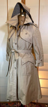 Load image into Gallery viewer, Hooded Canvas Trench Spy Coat Removable Hood and Plaid Lining, Couture Detail M Made in Poland 60s
