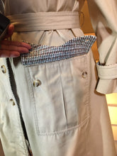 Load image into Gallery viewer, Hooded Canvas Trench Spy Coat Removable Hood and Plaid Lining, Couture Detail M Made in Poland 60s