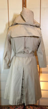 Load image into Gallery viewer, Hooded Canvas Trench Spy Coat Removable Hood and Plaid Lining, Couture Detail M Made in Poland 60s