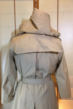 Load image into Gallery viewer, Hooded Canvas Trench Spy Coat Removable Hood and Plaid Lining, Couture Detail M Made in Poland 60s