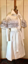 Load image into Gallery viewer, 60s Lilli Ann White Cape Coat Silver Fox Fur 3 Coats in 1, Career, Wedding, Cape, Winter Spring S/M