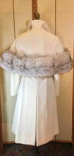 Load image into Gallery viewer, 60s Lilli Ann White Cape Coat Silver Fox Fur 3 Coats in 1, Career, Wedding, Cape, Winter Spring S/M