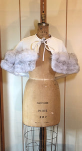 60s Lilli Ann White Cape Coat Silver Fox Fur 3 Coats in 1, Career, Wedding, Cape, Winter Spring S/M