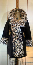 Load image into Gallery viewer, Vintage Women's Coat~ Lilli Ann London Mod 60s Suede Brown Leopard Printed Rabbit Fur Flexible Size, S,M,L Pinup Animal Print Princess
