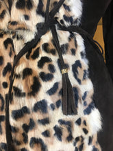 Load image into Gallery viewer, Vintage Women's Coat~ Lilli Ann London Mod 60s Suede Brown Leopard Printed Rabbit Fur Flexible Size, S,M,L Pinup Animal Print Princess