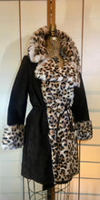 Load image into Gallery viewer, Vintage Women's Coat~ Lilli Ann London Mod 60s Suede Brown Leopard Printed Rabbit Fur Flexible Size, S,M,L Pinup Animal Print Princess