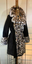 Load image into Gallery viewer, Vintage Women's Coat~ Lilli Ann London Mod 60s Suede Brown Leopard Printed Rabbit Fur Flexible Size, S,M,L Pinup Animal Print Princess