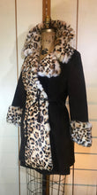 Load image into Gallery viewer, Vintage Women's Coat~ Lilli Ann London Mod 60s Suede Brown Leopard Printed Rabbit Fur Flexible Size, S,M,L Pinup Animal Print Princess