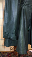 Load image into Gallery viewer, Vintage Women's Coat-70s 80s Dark Green Leather Studio 54 Belted Pinup Cape Coat Jacket Fit Flare Skirt Fit Flare Princess M L XL Trench Spy