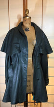 Load image into Gallery viewer, Vintage Women's Coat-70s 80s Dark Green Leather Studio 54 Belted Pinup Cape Coat Jacket Fit Flare Skirt Fit Flare Princess M L XL Trench Spy