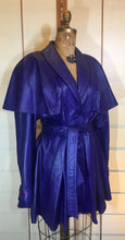 Load image into Gallery viewer, Vintage Women&#39;s Coat- 70s 80s Purple Violet Leather Trench Dress Coat Jacket Studio 54 Fit Flare Spy Length 3/4 Flexible Size Princess
