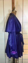 Load image into Gallery viewer, Vintage Women&#39;s Coat- 70s 80s Purple Violet Leather Trench Dress Coat Jacket Studio 54 Fit Flare Spy Length 3/4 Flexible Size Princess