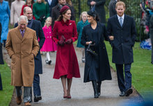 Load image into Gallery viewer, Red Wool Mod 60s Coat Double Breasted Princess Cut Fit Flare Belted Small Kate Middleton Style Pinup Career Coat