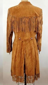 Vintage 70's 1970s 100% Suede Leather Brown Country Hipster Hippie Western Cowgirl Suede Fringe Medium