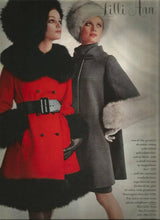 Load image into Gallery viewer, 60s Mod Red Lilli Ann Fit and Flare Black Fox Fur Trim Coat Belted Kate Middleton S/M Princess Pinup Holiday Valentine&#39;s Day Coat