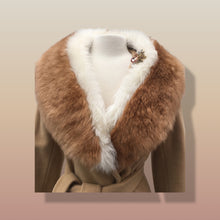 Load image into Gallery viewer, 60’s Vintage Camel Coat  with Fur Trim Vicuna-Printed Fit Flare Wrap Style Wool Cashmere Blend