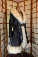 Load image into Gallery viewer, Leather Shearling Lamb Coat- Princess Cut Mod Hippy 60s 70s Penny Lane Almost Famous Russian Princess S/M
