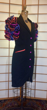 Load image into Gallery viewer, Rainbow 80's Vintage Ruffle Tuxedo Puff Sleeve Dress Size S/ Mariachi Mexican Total 80's Glam Material Girl Debbie Gibson Punky Brewster!