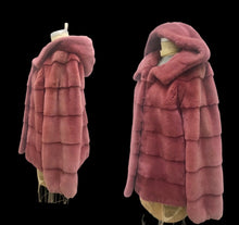 Load image into Gallery viewer, Pink Mauve Muted Mink Coat Bomber Hoodie Casual Elegant With Whole Mink Skins