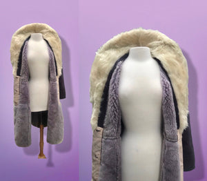 70’s Vintage Deep Purple Suede and Shearling Boho Princess Penny Lane Coat