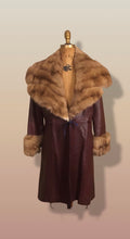 Load image into Gallery viewer, Reserved- Massive Sable Collar and Ultra Soft Bergundy Maroon Leather Feather Light Coat