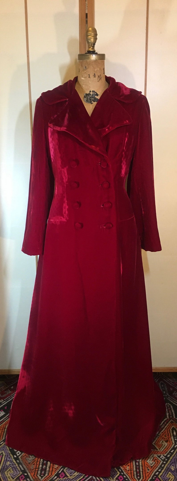 Vintage Women's Coat-- Red Velvet Lord and Taylor Fit Flare 60s