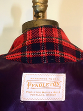 Load image into Gallery viewer, Women's Vintage coat- Plaid Pendleton Wool Red Fit Flare Fox Fur Removable Collar Princess Wool Coat M/L