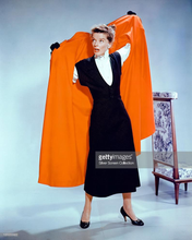 Load image into Gallery viewer, 40s Orange Swing Coat 1950s Film Noir Embroidered Wool Swing Coat with Signature 40s Shoulders. Free Size S/M/L Pinup