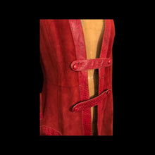 Load image into Gallery viewer, Italian Leather 70’s Red Suede and Snakeskin Coat