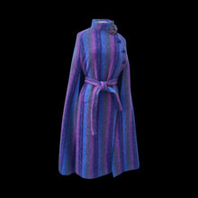 Load image into Gallery viewer, Vintage 60’s 70’s Wool Cape in Purple, Blue, Magenta Long Poncho